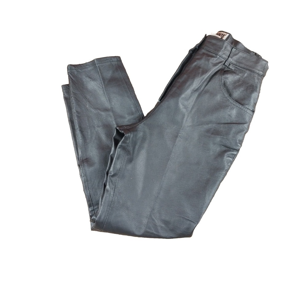 Vintage Y2K 90s  Forenza Black Leather Pants High Rise  Size 12